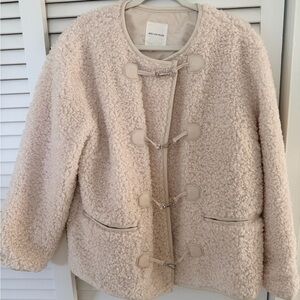 Avec Les Filles Cream Shearling Teddy Jacket